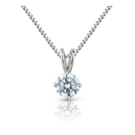 18ct White Gold Diamond Solitaire Pendant - 0.42cts