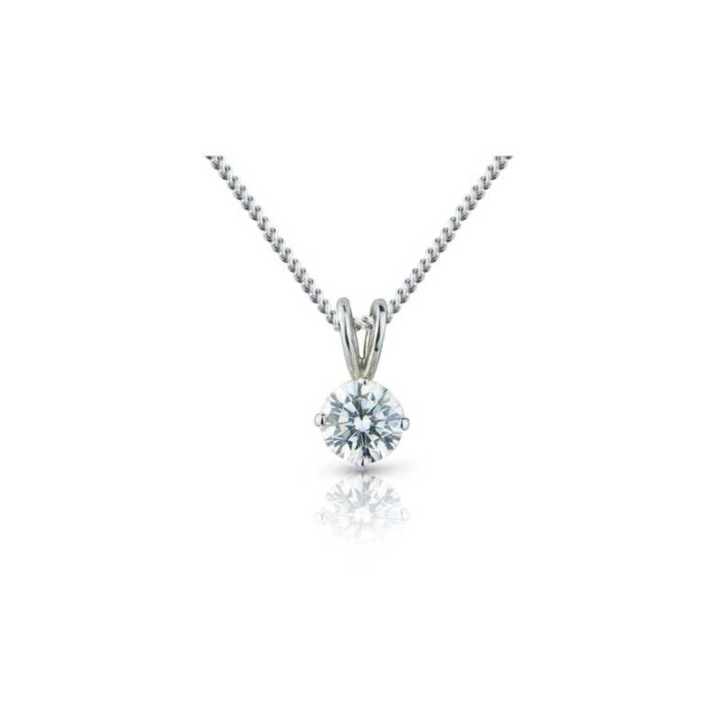 18ct White Gold Diamond Solitaire Pendant - 0.42cts