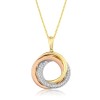 9ct Three Colour Gold Russian Wedding Band Diamond Pendant