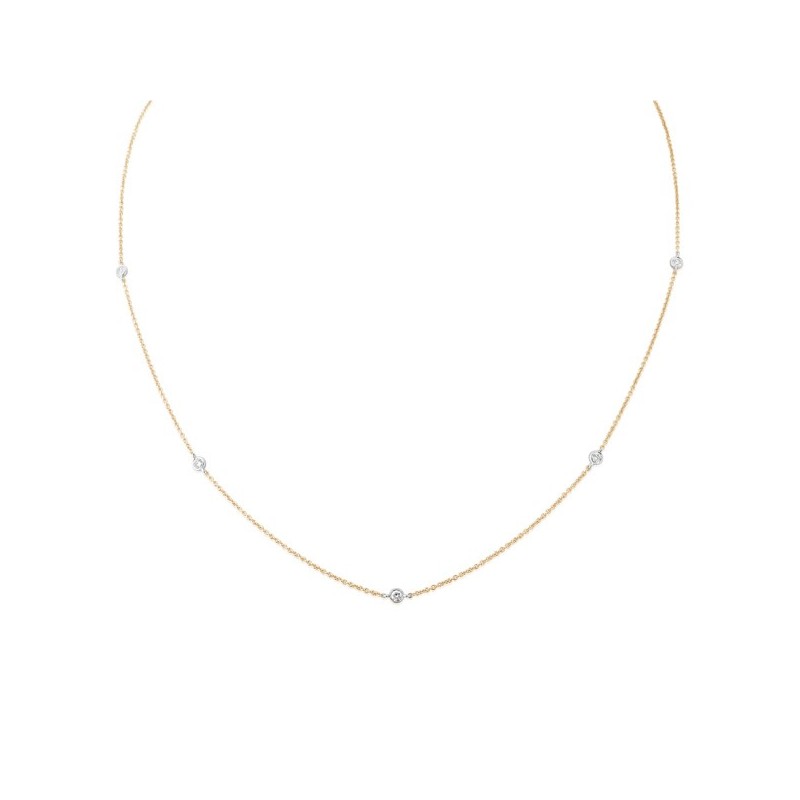 9ct Gold Fine Diamond Necklace - 16-inches - D:0.16cts