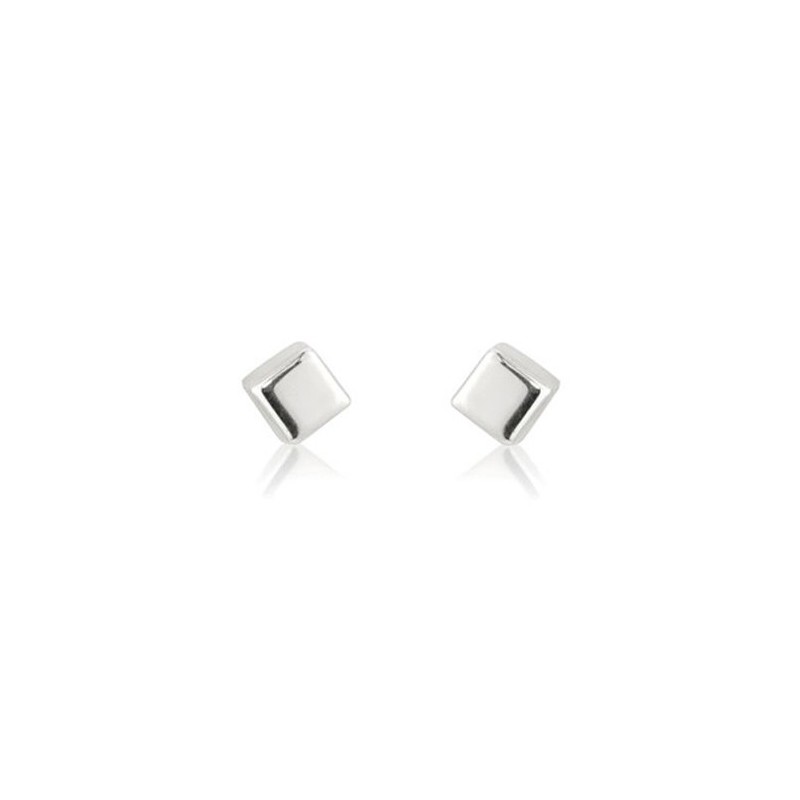 9ct White Gold Small 3mm Cube Stud Earrings