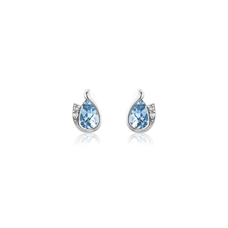 Diamond & Blue Topaz Earrings White Gold - Macintyres of Edinburgh