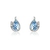 Diamond & Blue Topaz Earrings White Gold - Macintyres of Edinburgh