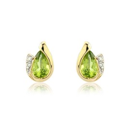 9ct Yellow Gold Peridot & Diamond Stud Earrings