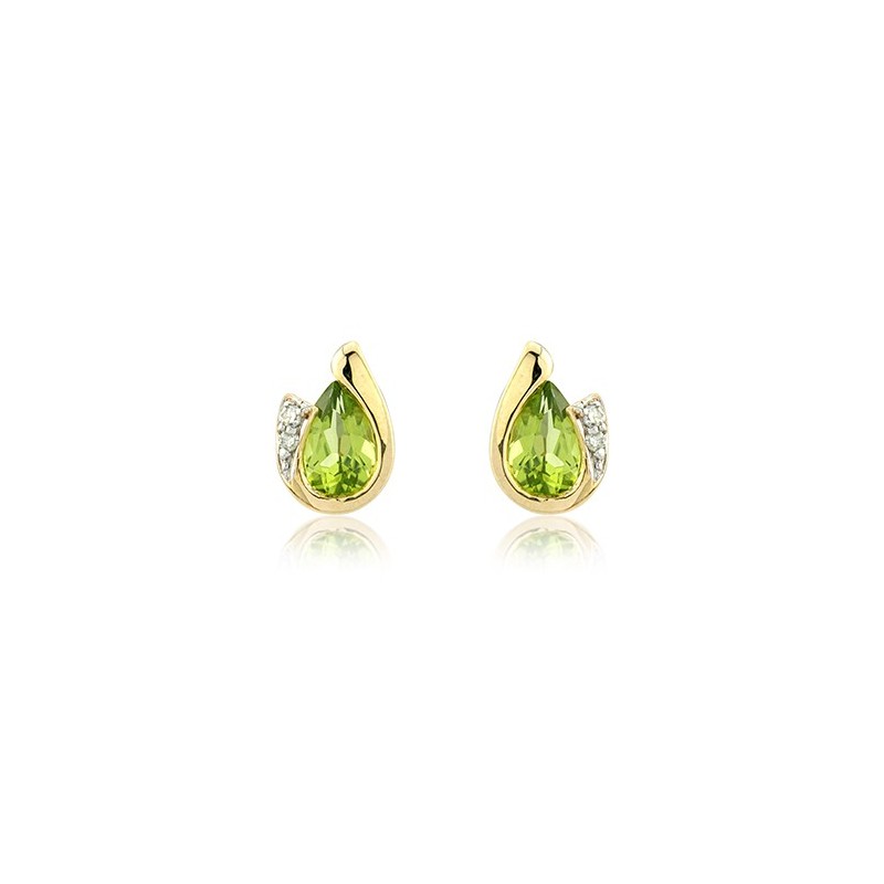 9ct Yellow Gold Peridot & Diamond Stud Earrings