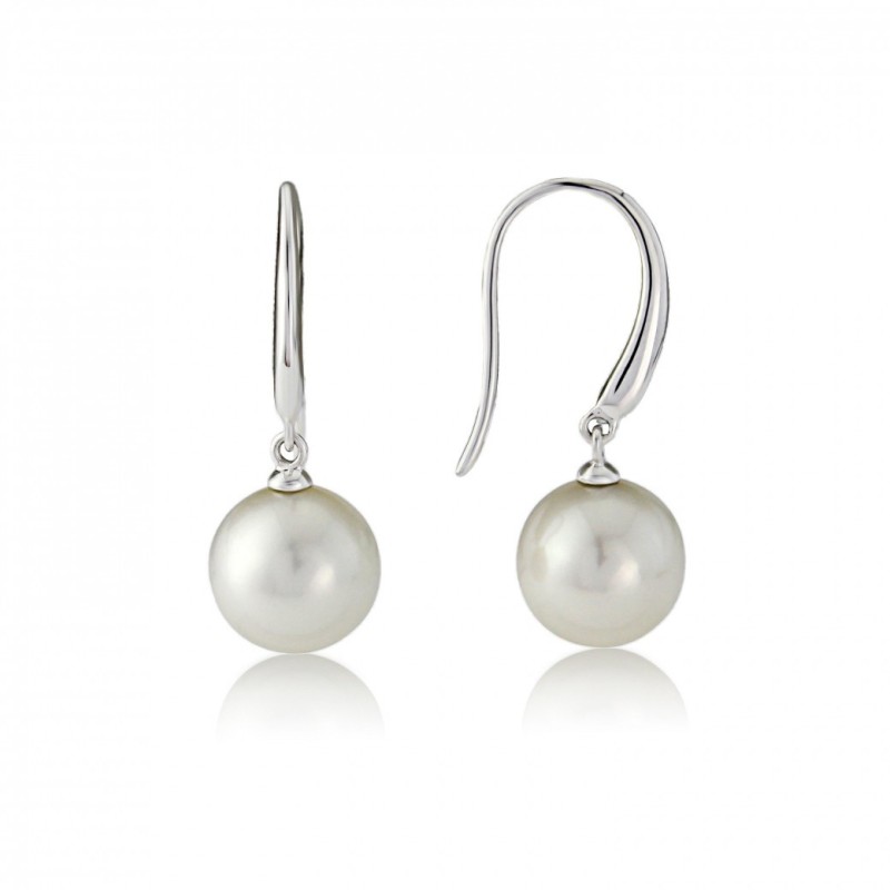 9ct White Gold Cultured Pearl Drop Earrings