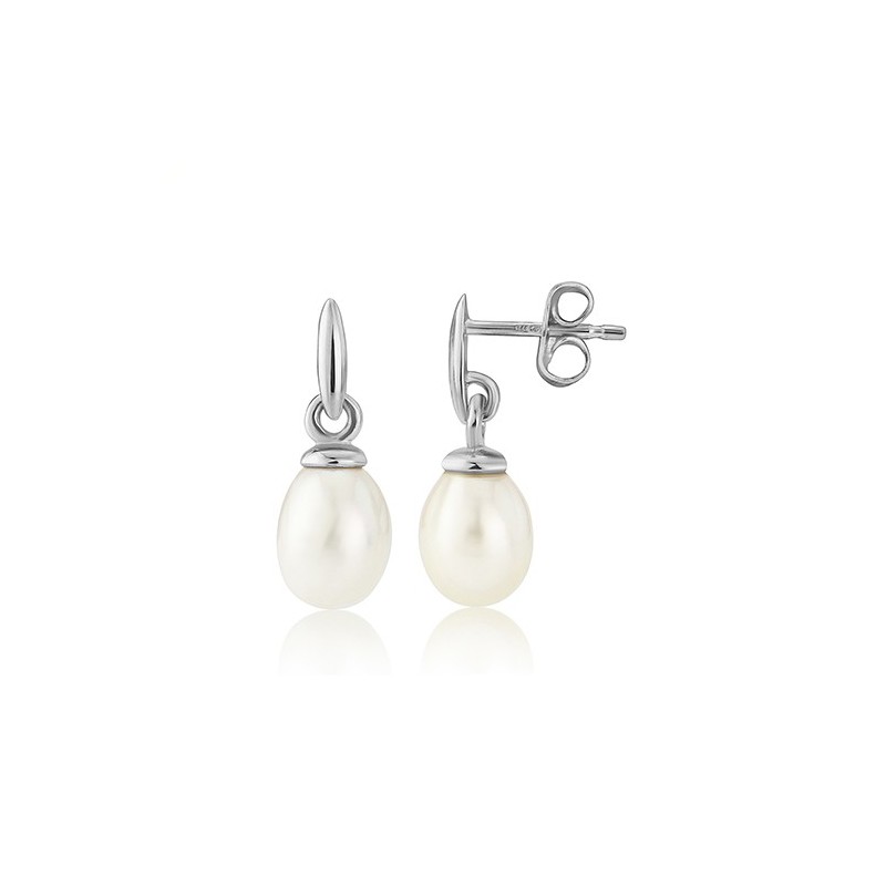 9ct White Gold Freshwater Pearl Drop Earrings