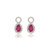 9ct White Gold Ruby & Diamond Huggy Drop Earrings