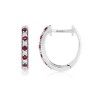 9ct White Gold Ruby & Diamond Hoop Earrings - D: 0.14cts