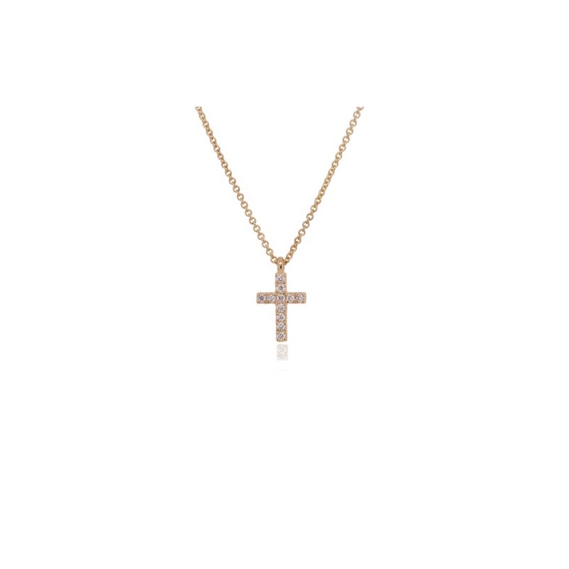 9ct Gold Diamond Cross & Chain - 0.06ct