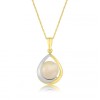 9ct Yellow & White Gold Pearl Pendant with Chain