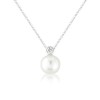 9ct White Gold Cultured Pearl & Diamond Pendant - D 0.05ct