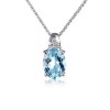 9ct White Gold Diamond & Aquamarine Pendant