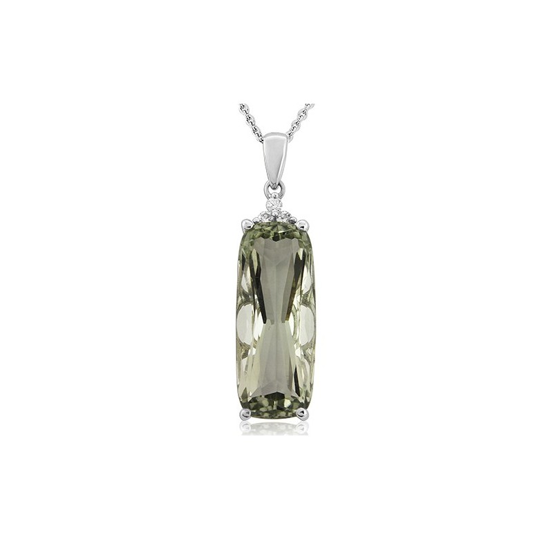 9ct White Gold Green Amethyst Pendant - Macintyres of Edinburgh