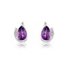 9ct White Gold Amethyst & Diamond Curl Earrings - Macintyres of Edinburgh