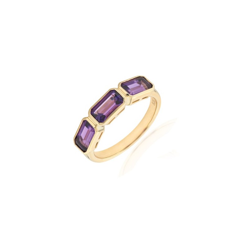 9ct Gold 3st Amethyst Dress Ring