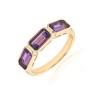 9ct Gold 3st Amethyst Dress Ring