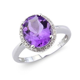 Amethyst & Diamond Cluster Ring White Gold - Macintyres of Edinburgh