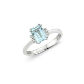 9ct White Gold Aquamarine & Diamond Dress Ring