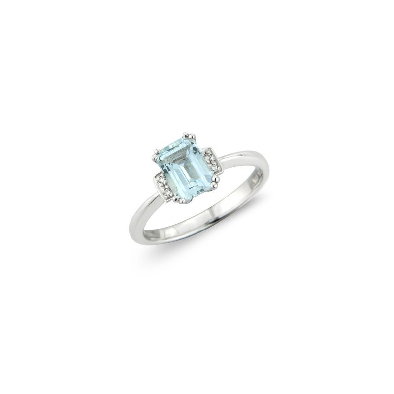 9ct White Gold Aquamarine & Diamond Dress Ring