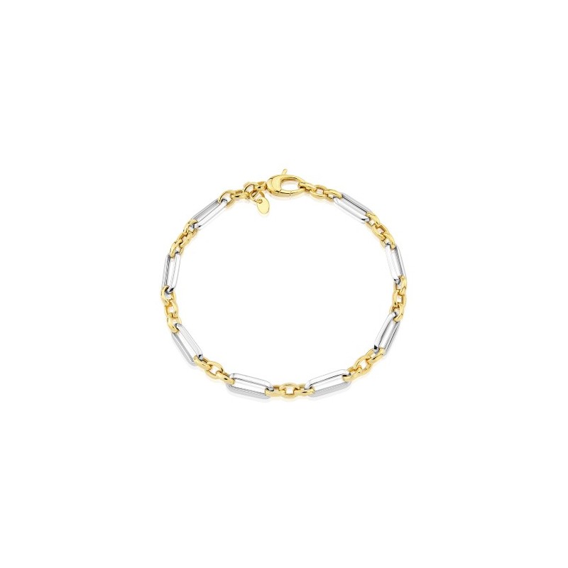 9ct Two-colour Gold Lozenge Link Bracelet