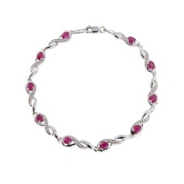 9ct White Gold Ruby & Diamond Bracelet - Macintyres of Edinburgh