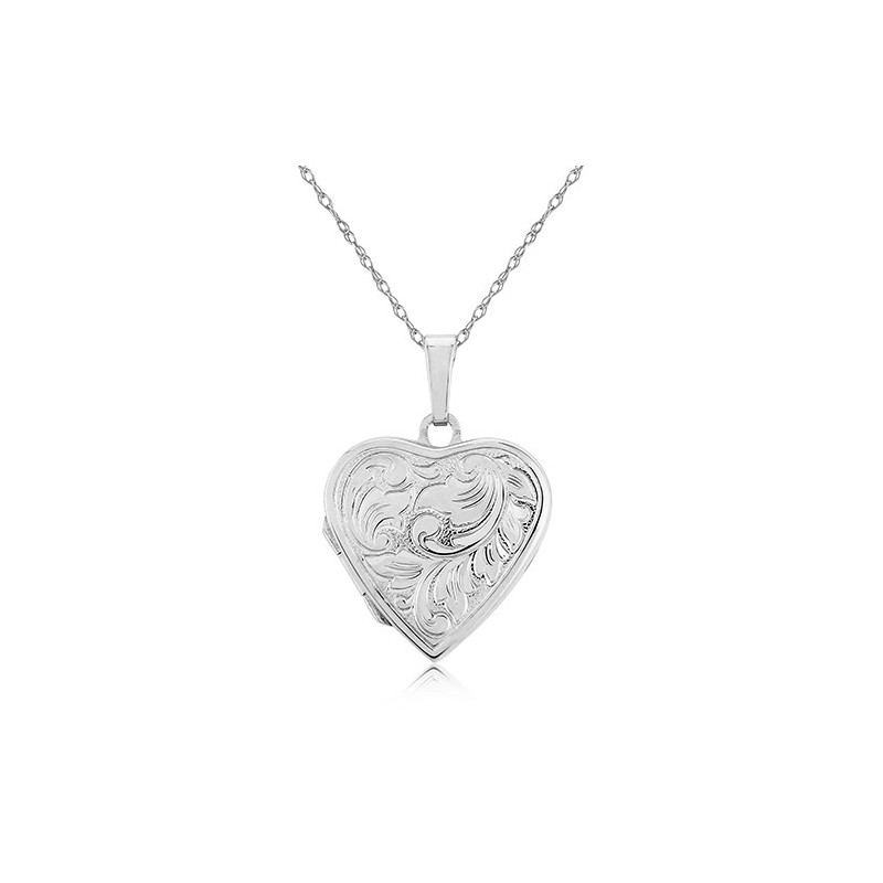 Sterling Silver Heart-shaped Locket & Chain