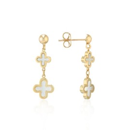 9ct Gold Mother-of-pearl Quatrefoil Drop Earrings