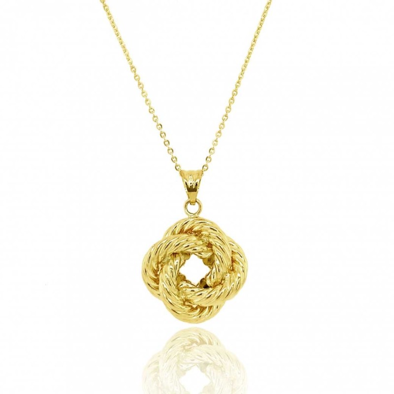 9ct Gold Large Knot Pendant & Chain