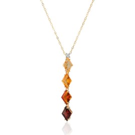 9ct Gold Diamond & Kite Citrine & Garnet Necklace - Save 37% off RRP