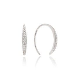 9ct White Gold Diamond Torque Hoop Earrings - 0.14ct