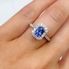 18ct White Gold Sapphire & Diamond Cluster Ring - S 0.87  D 0.53