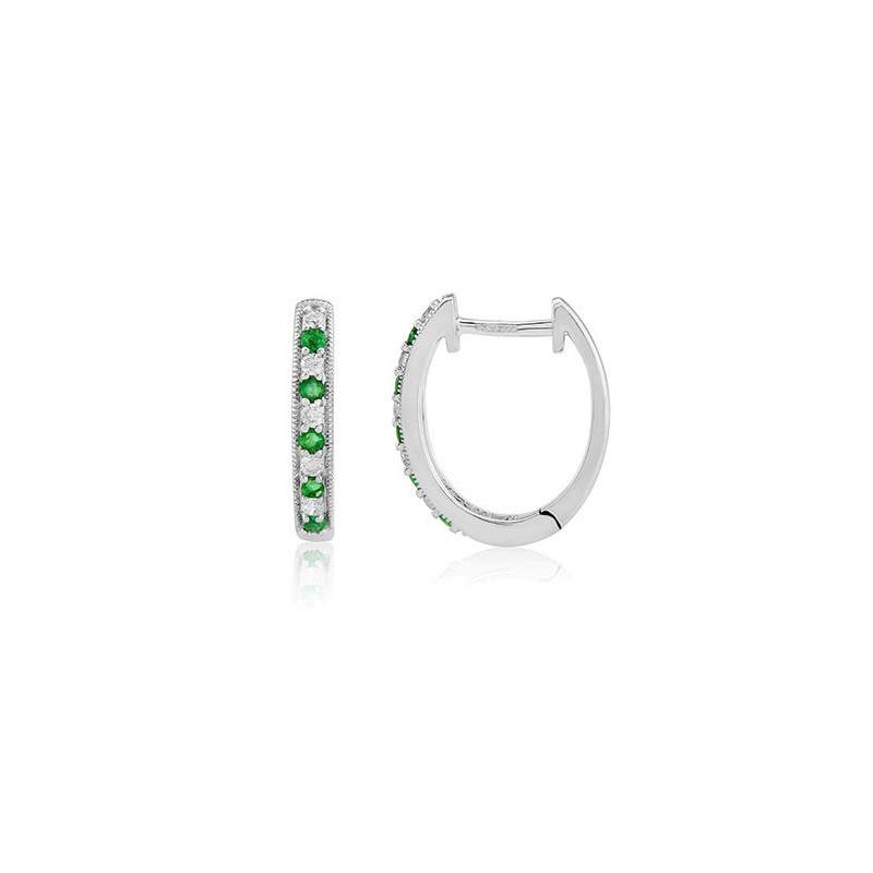 Emerald & Diamond Hoop Earrings | Macintyres of Edinburgh