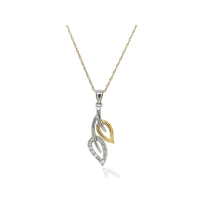 Diamond Leaf Necklace 9ct Two-tone Gold | Macintyres of Edinburgh