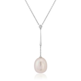 9ct White Gold Pearl & Diamond Necklace - Macintyres of Edinburgh