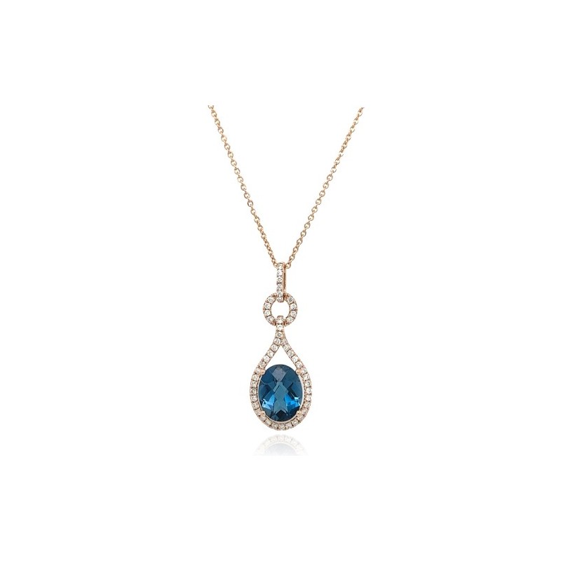 Rose Gold London Blue Topaz Necklace 