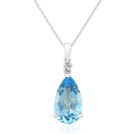 Pear Shaped Blue Topaz Necklace in White Gold - Macintyres of Edinburgh