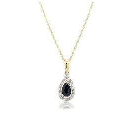 9ct Gold Sapphire & Diamond Pendant - D 0.09ct