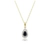 9ct Gold Sapphire & Diamond Pendant - D 0.09ct