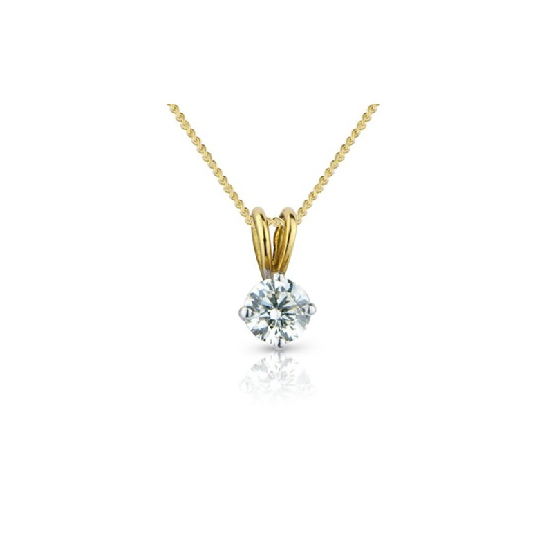 18ct Gold Diamond Solitaire Pendant - 0.30cts G/SI1