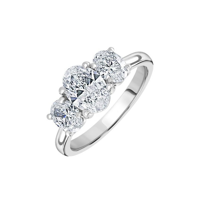 Platinum 3st Oval Diamond Ring - 1.33cts E/VS2