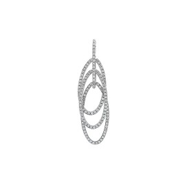 18ct White Gold Diamond Set Triple Oval Pendant - 0.76ct