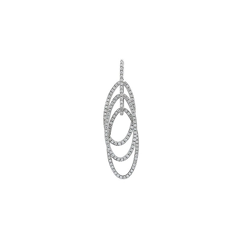 18ct White Gold Diamond Set Triple Oval Pendant - 0.76ct