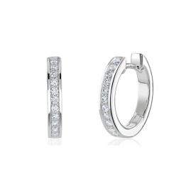 9ct White Gold Diamond Huggie Hoop Earrings - 0.27ct