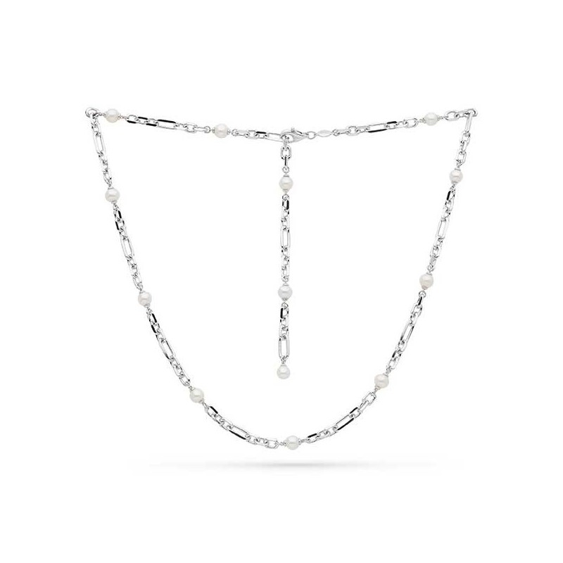 Kit Heath Pearl Multi Wear Silver Figaro Station Necklace