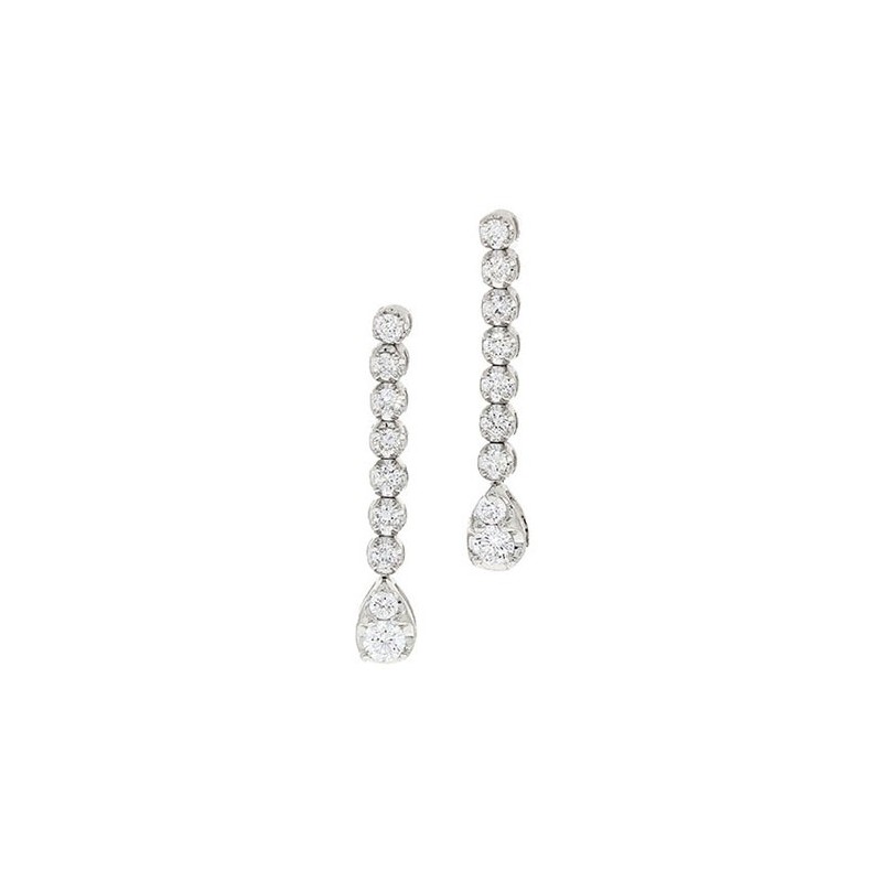 18ct White Gold Diamond Drop Earrings - 0.82