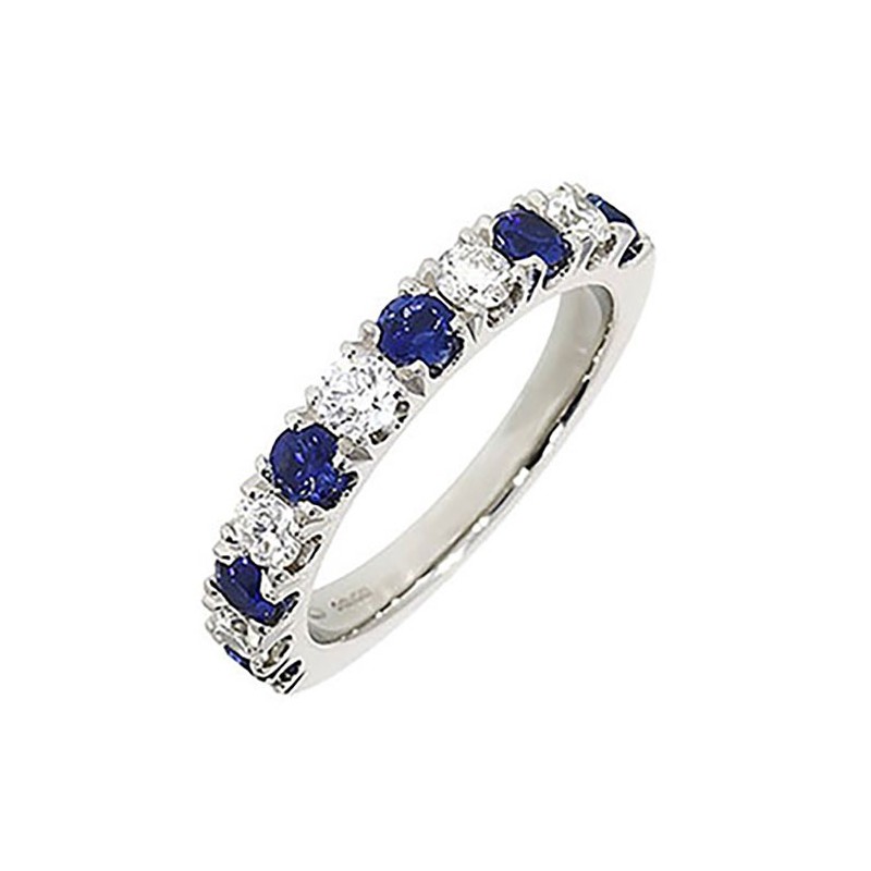 Platinum 11st Sapphire & Diamond Eternity Ring - S 0.67 D 0.48