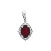 18ct White Gold Ruby & Diamond Cluster Pendant - R 1.04 D 0.23