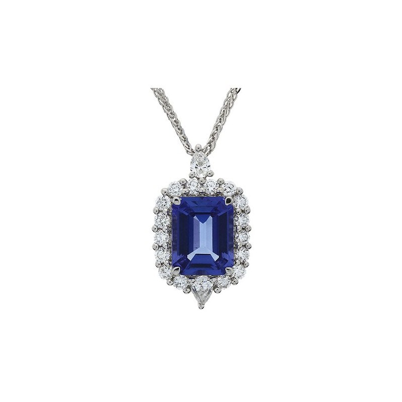 18ct White Gold Tanzanite & Diamond Pendant T 2.13  D 0.57cts