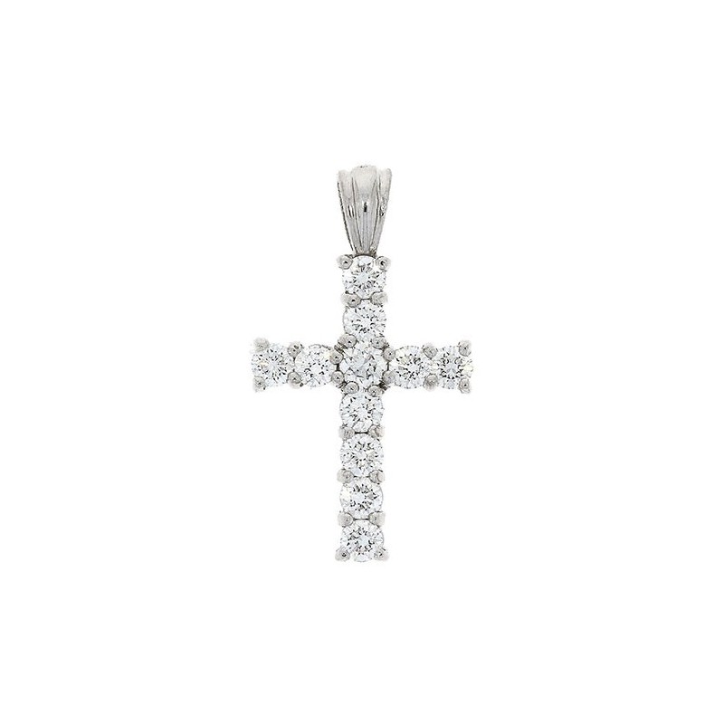 18ct White Gold Diamond Cross Pendant - 1.33cts